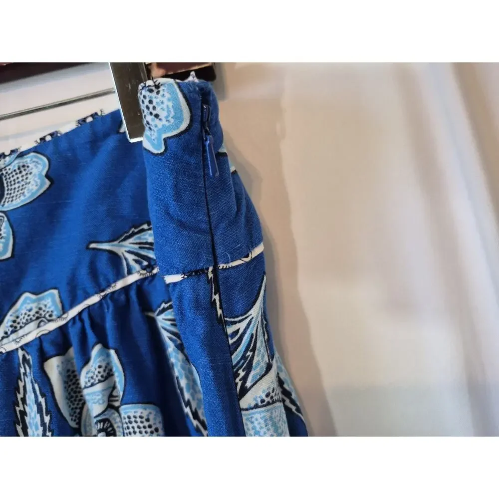 Anthropologie Maeve Alyssa Blue Floral Midi Skirt US 14 - Picture 9 of 13